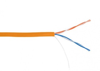 Кабель NETLAN U/UTP 2 пары, Кат.5 (Класс D), одножильный, BC (медь), внутренний, LSZH нг(B)-HF, оранжевый, 305м
