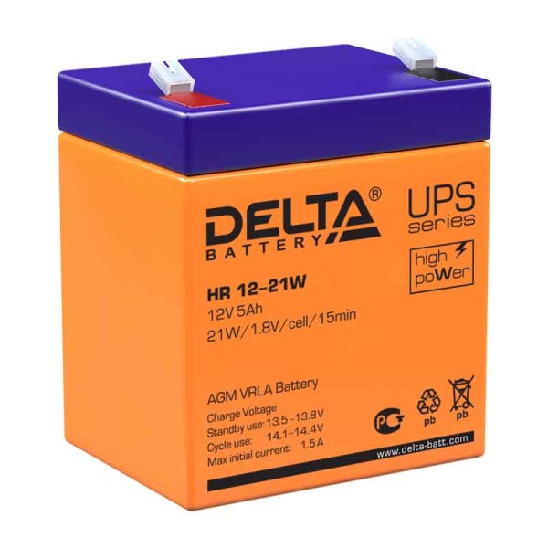 Аккумулятор Delta 12V 5Ah HR 12-21 W