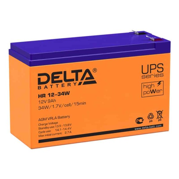 Аккумулятор Delta 12V 9Ah HR 12-34W 